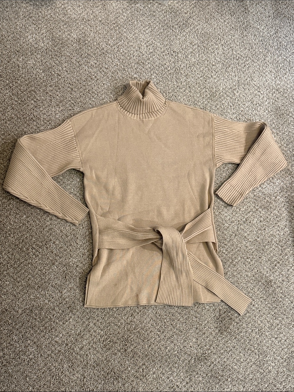 Knit Turtleneck Tie-Front Sweater